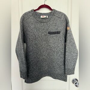 Fjallraven Charcoal Wool Sweater, Mens XL but shrank in wash *see description*